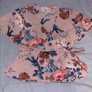 Multicolored wrap top